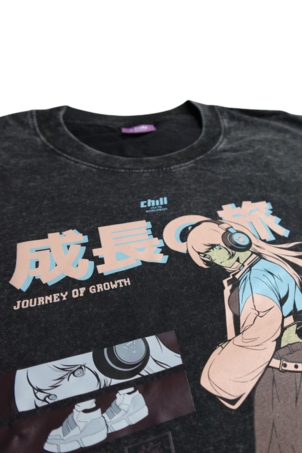 Chill-Fi Girl Black Acid Washed Tee