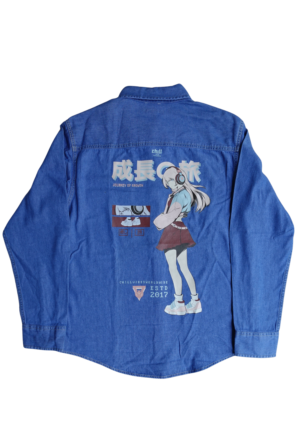 Chill-Fi Girl Vintage Denim Button Up LS